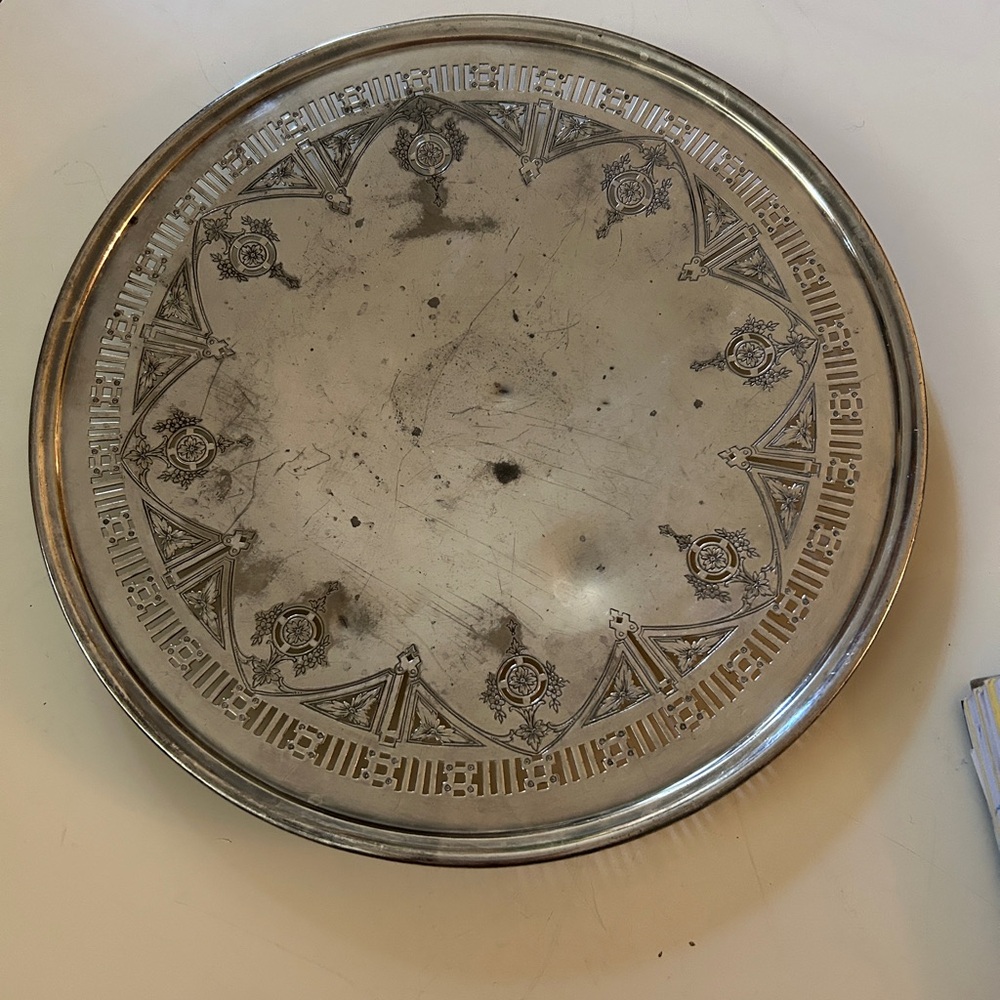 VINTAGE POOLE SILVER PLATE SERVING DISH